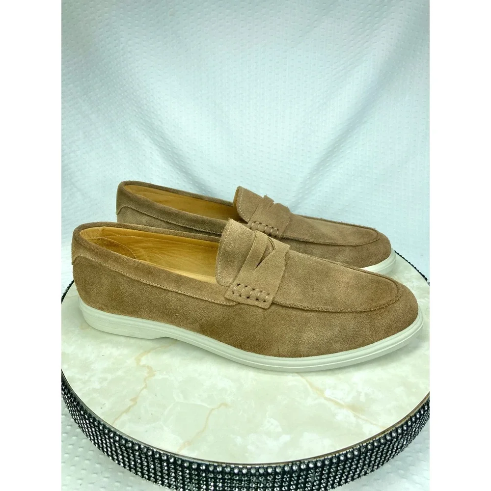 Peter Millar Excursionist Penny Loafers Mens 9.5 Brown Suede Preppy Shoes New